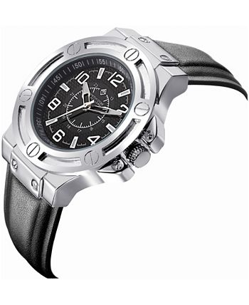 Timothy Stone Manis Men s Quartz Oversized Metal and Leather
