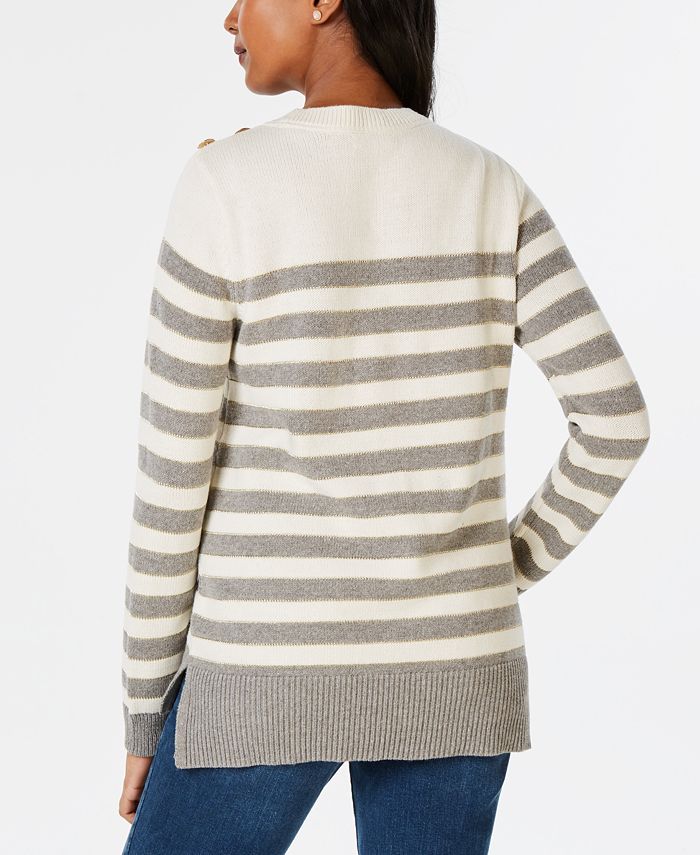 Charter Club Embellished Striped Sweater, Created for Macy's - Macy's