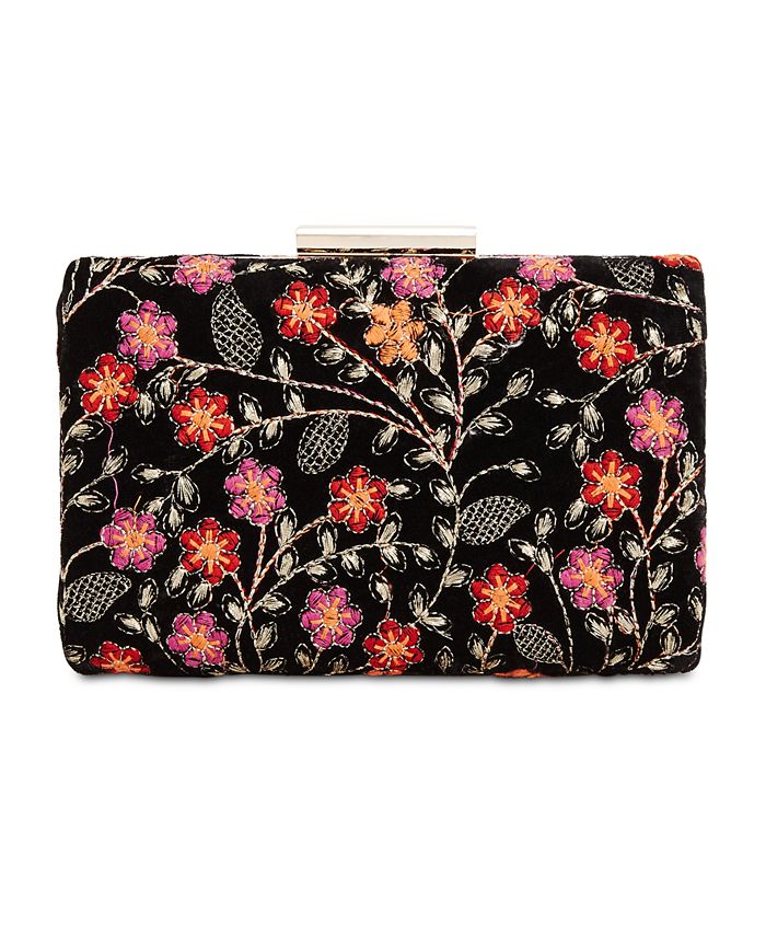 Adrianna Papell Velvet Embroidered Clutch - Macy's