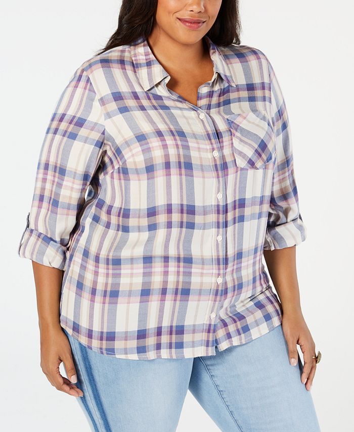 Style & Co Plus Size Plaid Shirt, Created for Macy's - Macy's