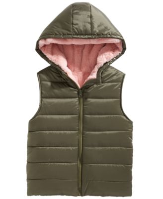 girls puffer vest with hood