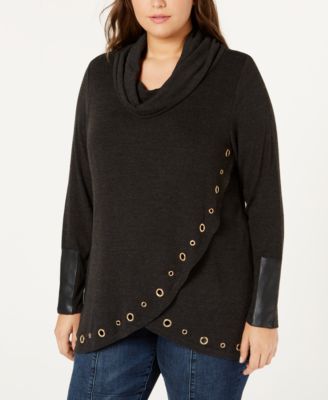Belldini - Plus Size Embellished Cowl-Neck Top