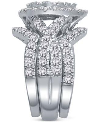 3-Pc. Diamond Pear Cluster Bridal Set (2 ct. t.w.) in 14k White Gold