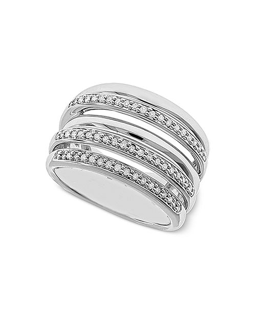 Macy S Diamond Multi Layer Statement Ring 1 4 Ct T W In Sterling Silver Reviews Rings Jewelry Watches Macy S