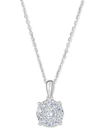 Macy's - 2-Pc. Diamond (1 ct. t.w.) Halo 18" Pendant Necklace & Matching Stud Earring Set in 14k Gold