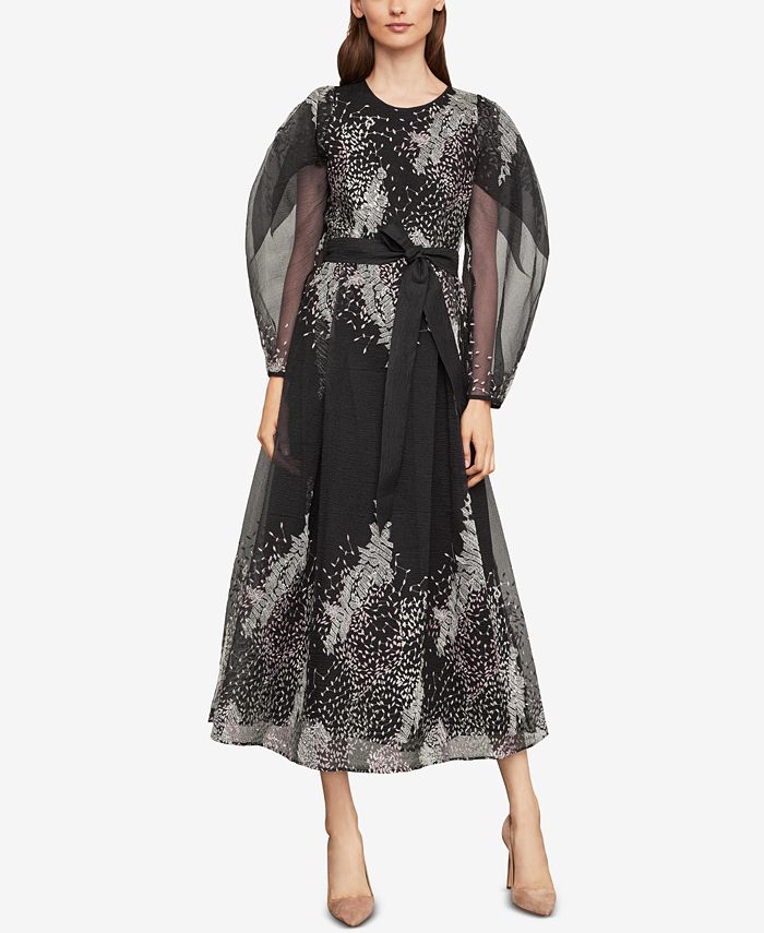 Bcbgmaxazria embroidered deals organza midi dress