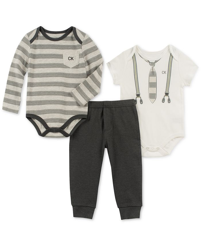 Calvin Klein Baby Boys 3Pc. Bodysuits & Pants Set Macy's