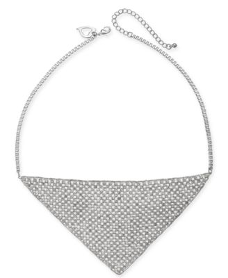 Thalia Sodi - Silver-Tone Crystal Mesh Triangle Statement Necklace, 18" + 3" extender