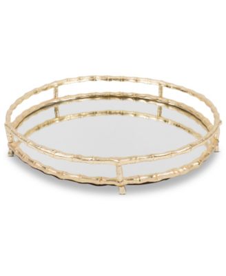8 Oak Lane - GOLD ROUND BAMBOO VANITY TRAY