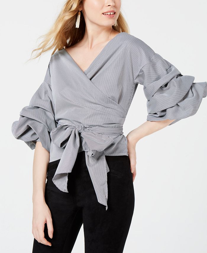 Sage The Label Tiered-Sleeve Wrap Top - Macy's