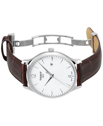 Tissot - Men's Swiss Tradition Brown Leather Strap Watch 42mm