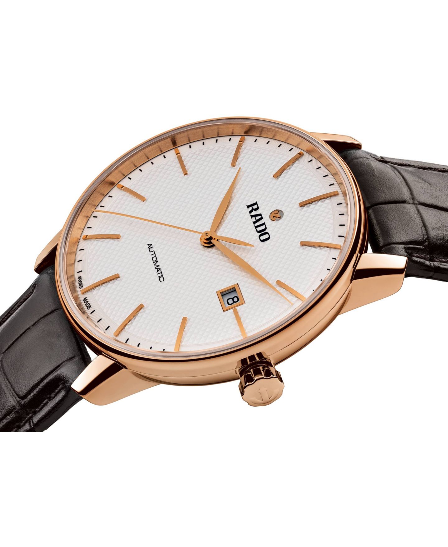 Мужские часы Rado Swiss Automatic Coupole Classic Dark Brown Leather Strap Watch 41mm R22877025 — фото 3