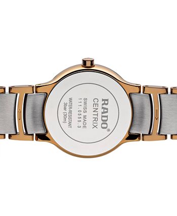 Rado - Watch, Women's Swiss Centrix Two-Tone Stainless Steel Bracelet 28mm R30555103
