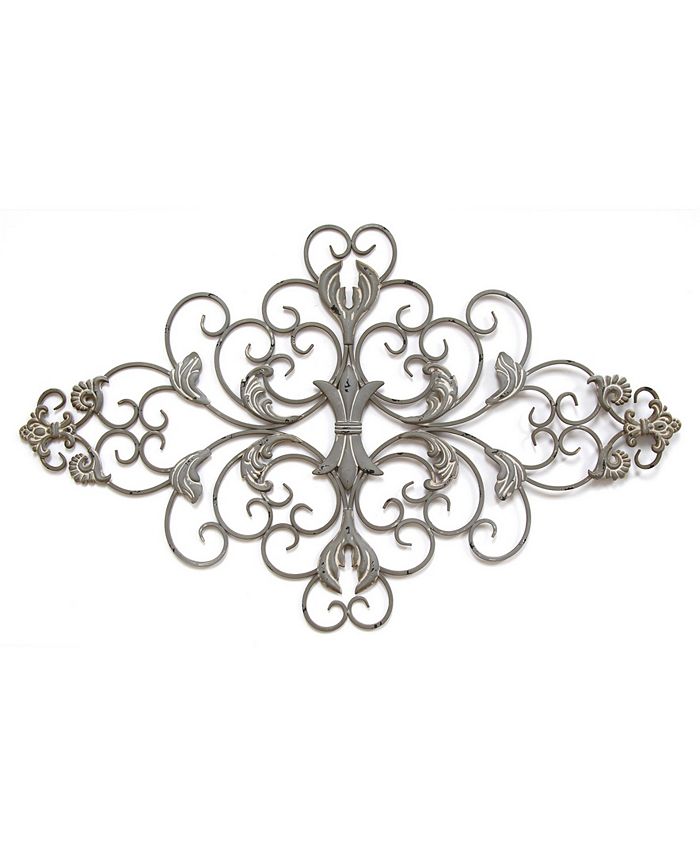 Stratton Home Décor Stratton Home Decor Distressed Grey Scroll Wall ...
