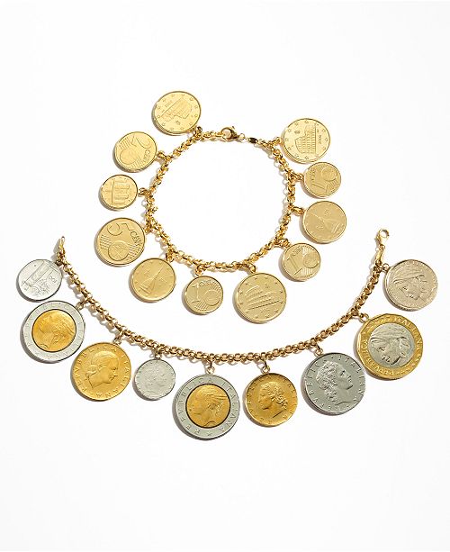Macy's vermeil bracelet lira coins charm bracelet clearance