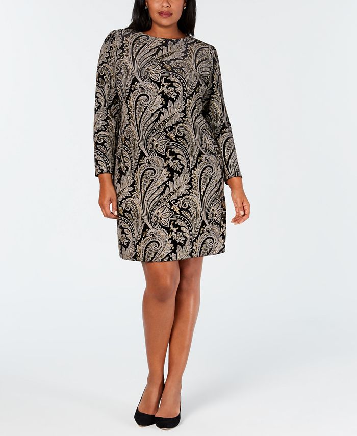 MSK Plus Size Glitter-Print Velvet Sheath Dress - Macy's