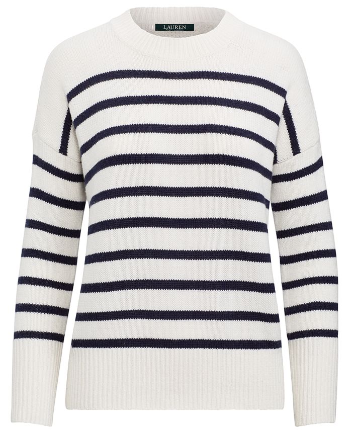 Lauren Ralph Lauren Striped Cotton-Blend Sweater - Macy's