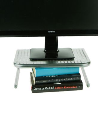 Mind Reader Metal Monitor Stand, 2-Pack, Silver