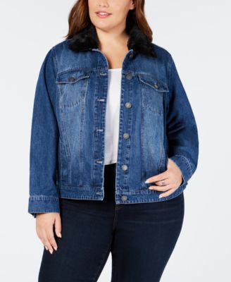 Style & Co - Plus Size Faux-Fur Collar Denim Jacket