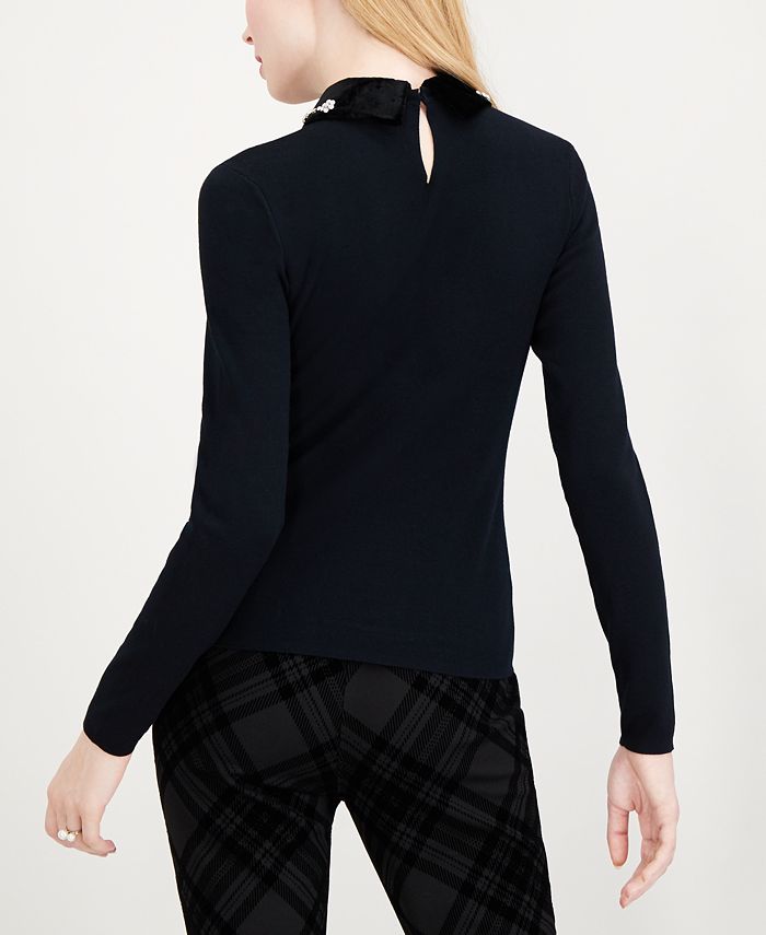 Maison Jules Embellished-Collar Sweater, Created for Macy's - Macy's
