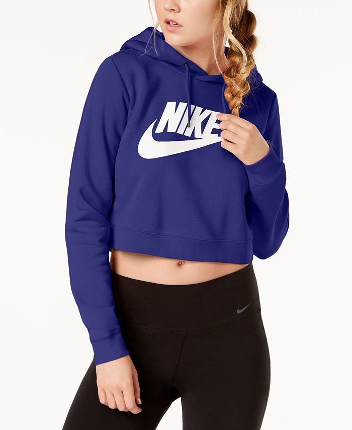 Nike Sportswear Rally Logo Cropped Fleece Hoodie - Macy's