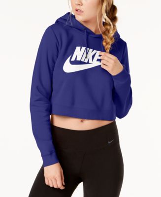 Nike Sportswear Rally Metallic-Logo Fleece Cropped Hoodie - Macy's