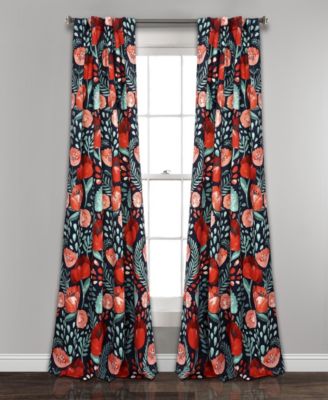 Lush Decor Poppy Garden Room Darkening Window Curtain Panels Pair 52"W x 95"L - Floral Curtains for Living Room - Red Bedroom Curtains Cottage