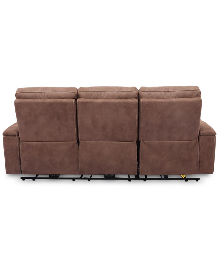 Furniture Oaklyn 84" Fabric Sofa with 2 Power Recliners, Power Headrests, USB Power Outlet And