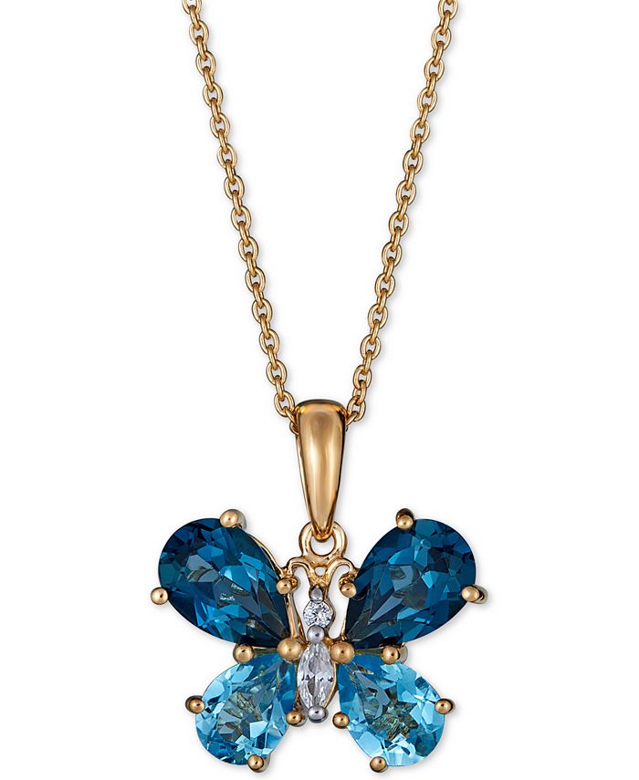 Macy's MultiGemstone Butterfly 18" Pendant Necklace (41/5 ct. t.w