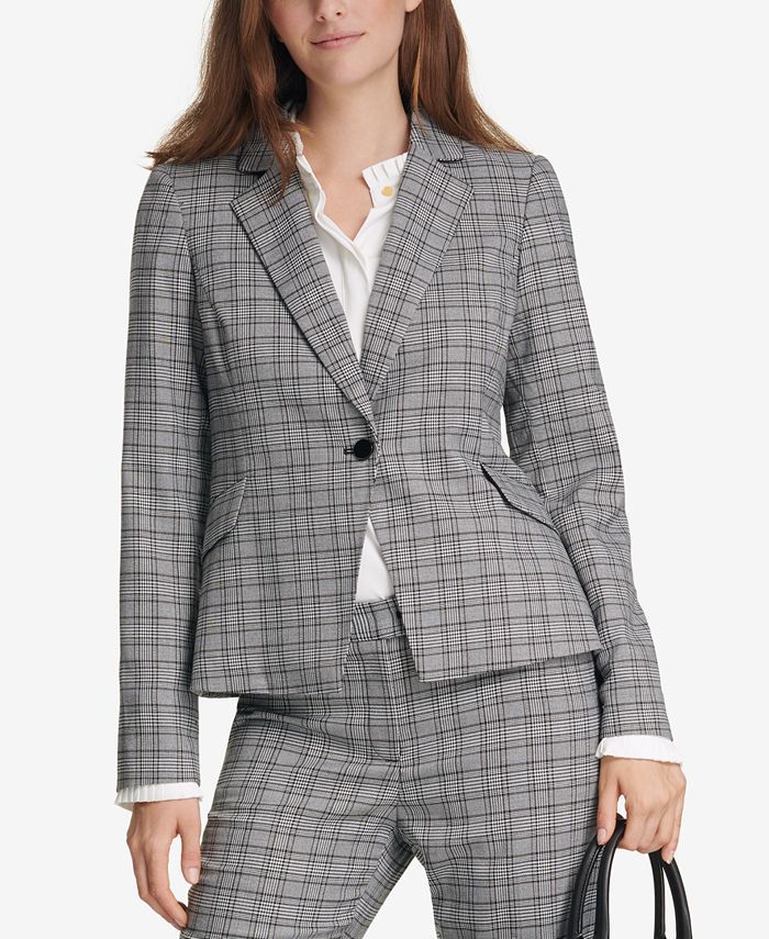 Calvin Klein OneButton Plaid Blazer Macy's
