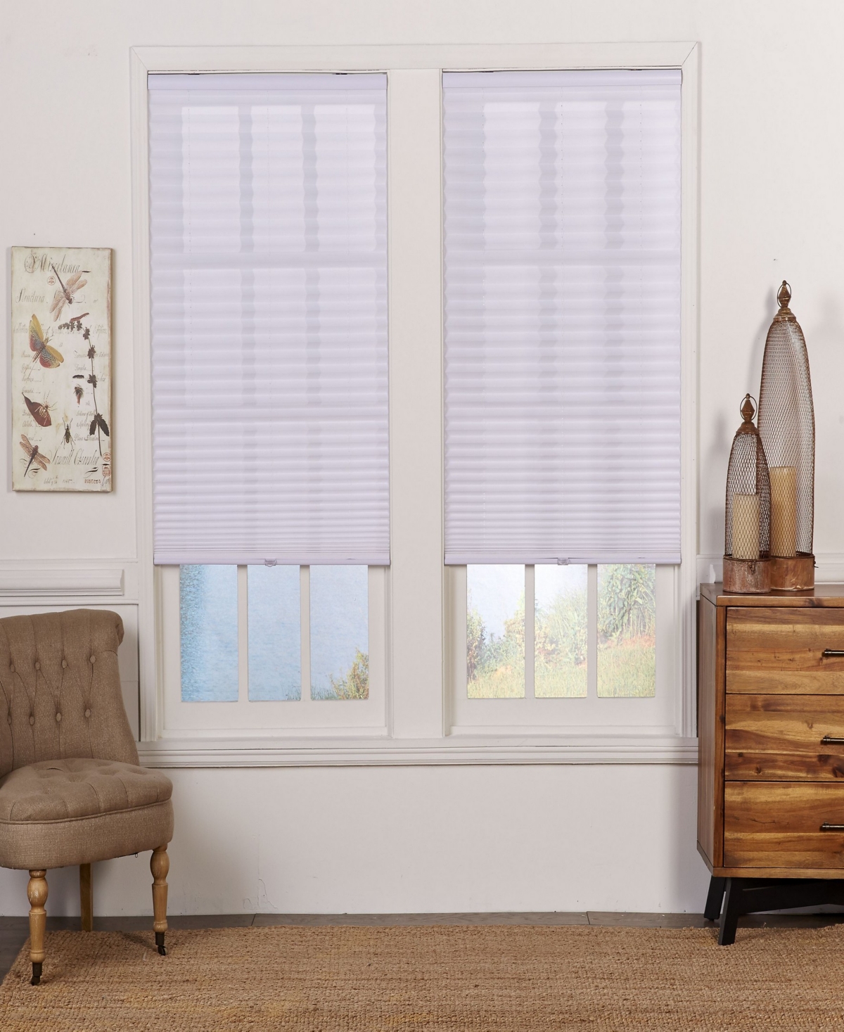 Cordless Light Filtering Pleated Shade, 38x64 - White