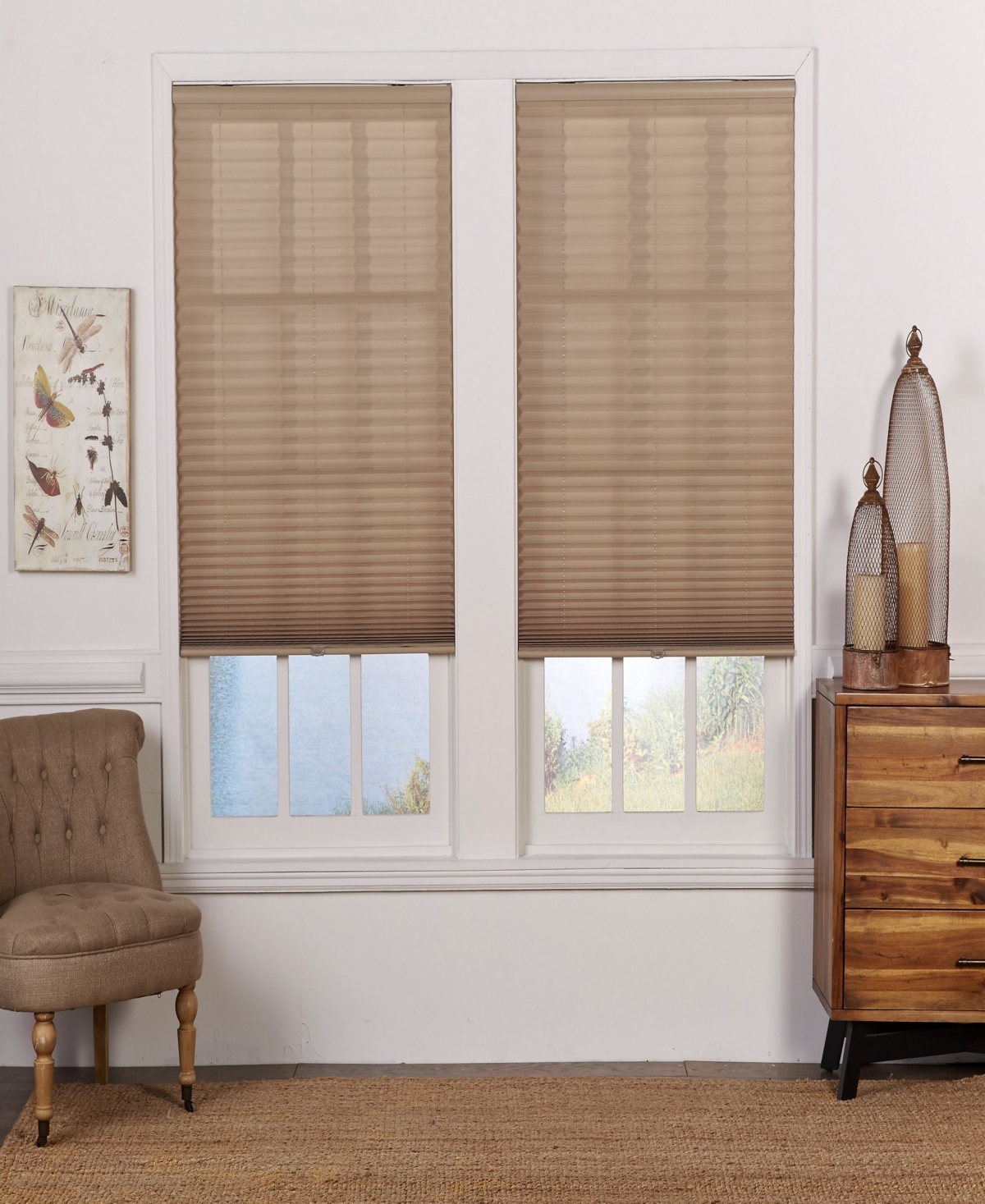 Cordless Light Filtering Pleated Shade, 27x72 - White