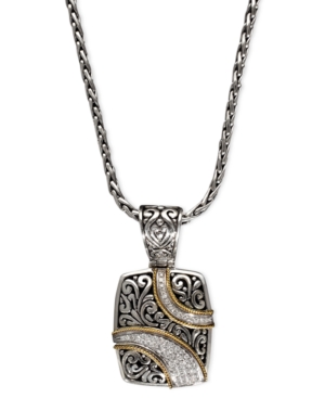 image of Balissima by Effy Diamond Ribbon Pendant (1/4 ct. t.w.) in 18k Gold and Sterling Silver