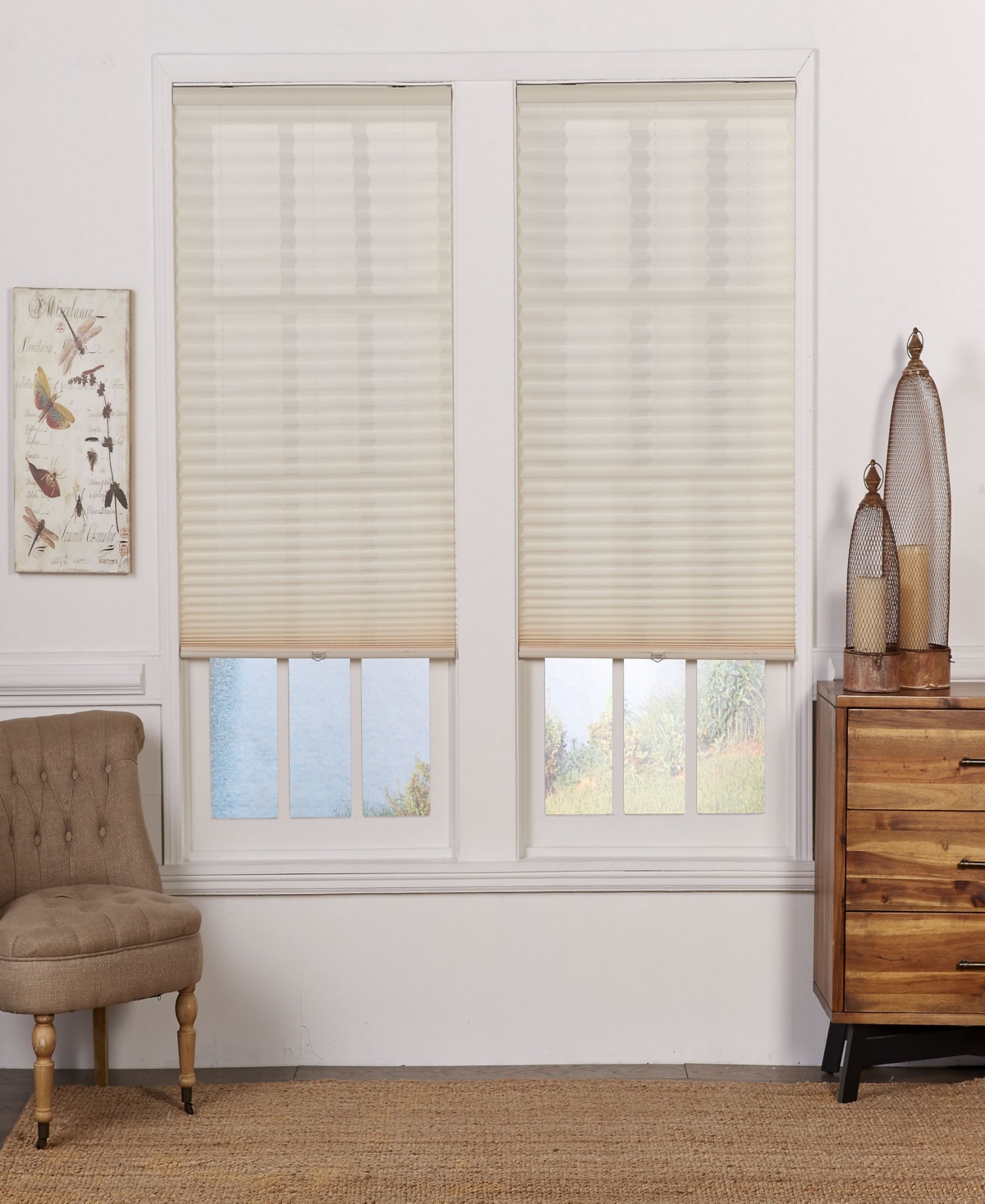 Cordless Light Filtering Pleated Shade, 20x64 - White