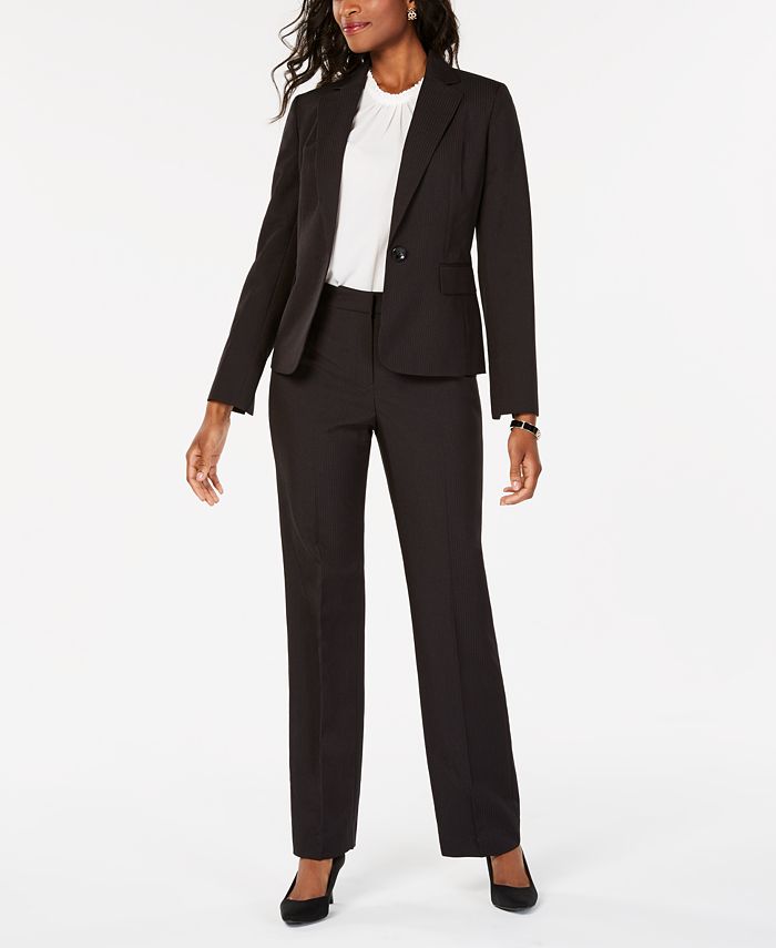 Le Suit One-Button Pinstripe Pantsuit - Macy's