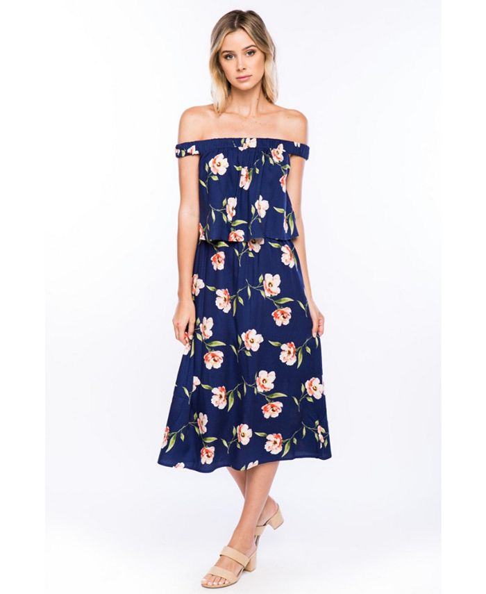 Olivia Pratt Off the Shoulder Floral Dress - Macy's