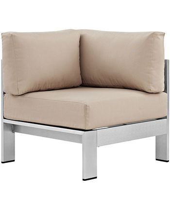 Modway - Shore Outdoor Patio Aluminum Corner Sofa In Silver Orange