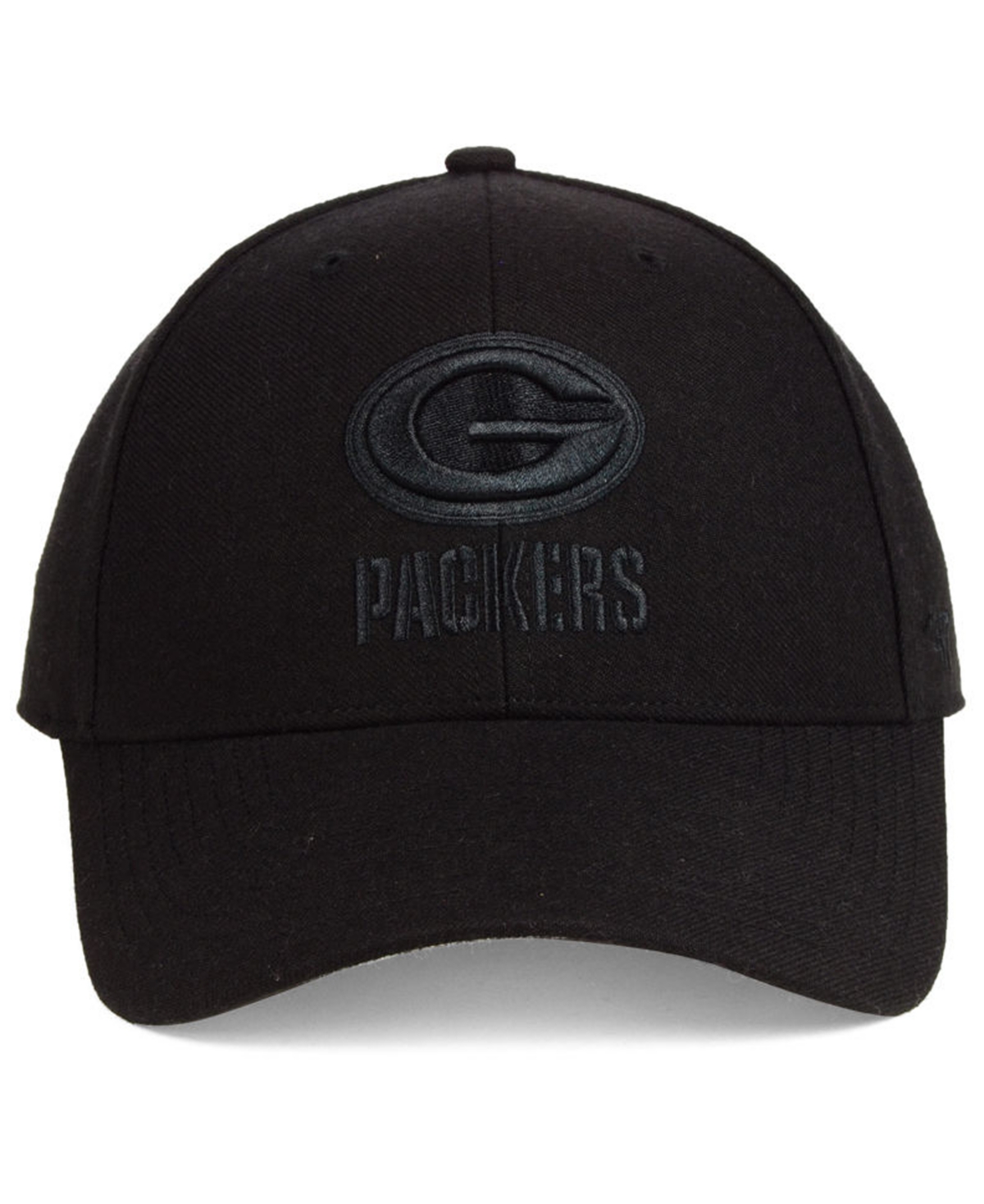 47 Brand Green Bay Packers Black & Black Mvp Strapback Cap In Black,black