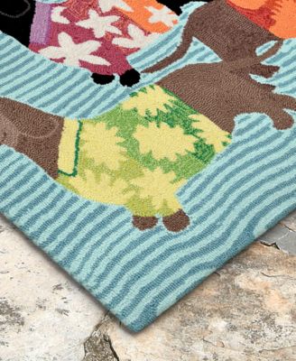 Liora Manne Front Porch Indoor/Outdoor Tropical Hounds Multi 2' x 3' Area Rug