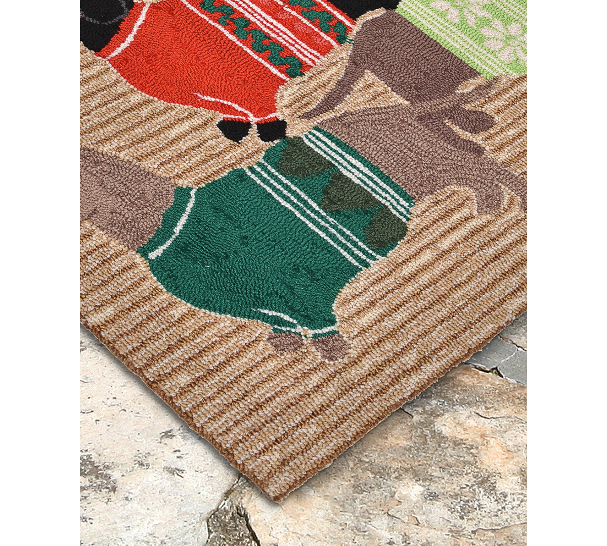 Liora Manne Front Porch Indoor/outdoor Holiday Hounds Neutral 2'6" X 4' Area Rug In Tan,beige
