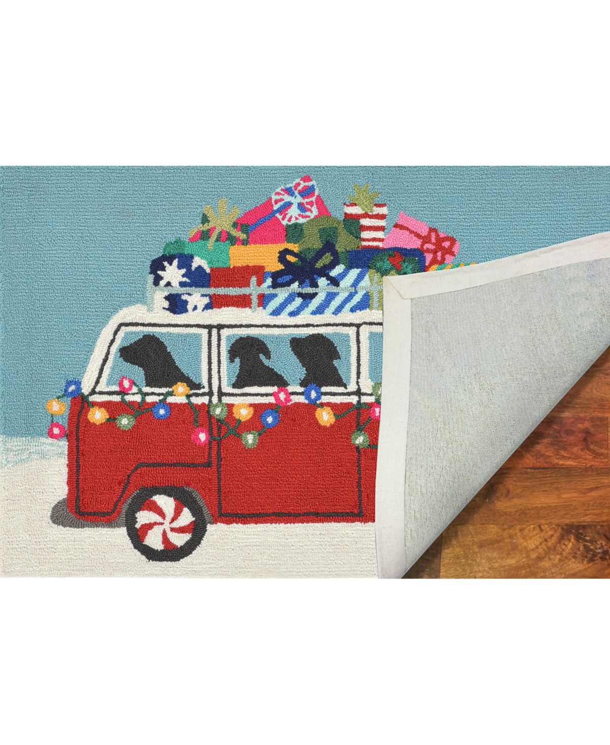 Liora Manne Front Porch Indoor/Outdoor Happy HowlidaysArea Rug - Red