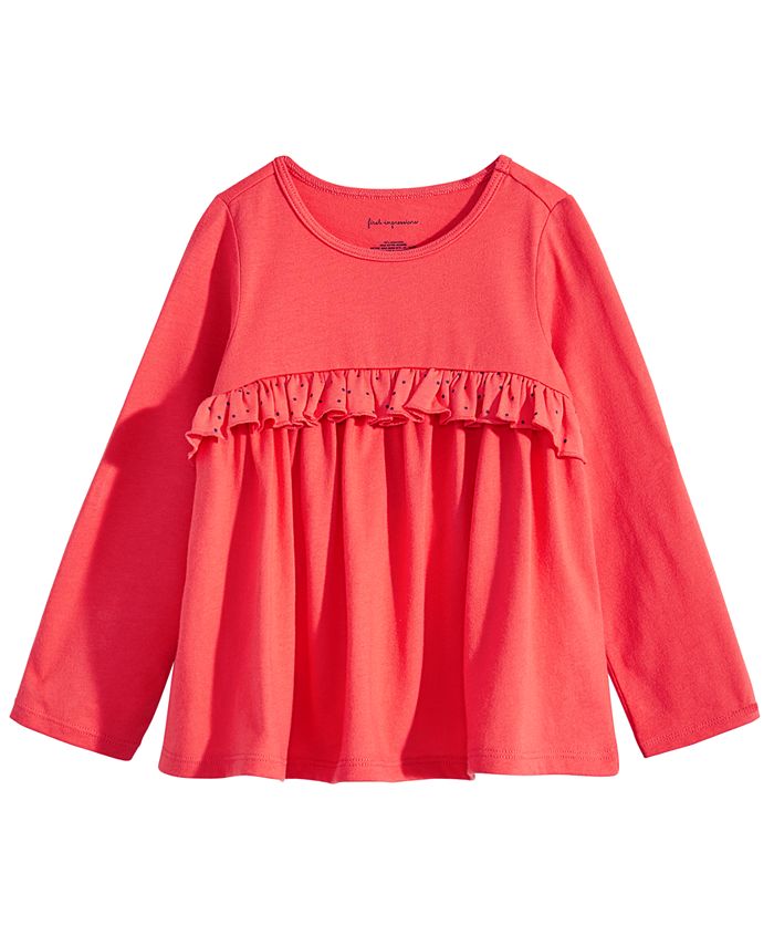First Impressions Toddler Girls Ruffled Cotton T-Shirt, Created for ...