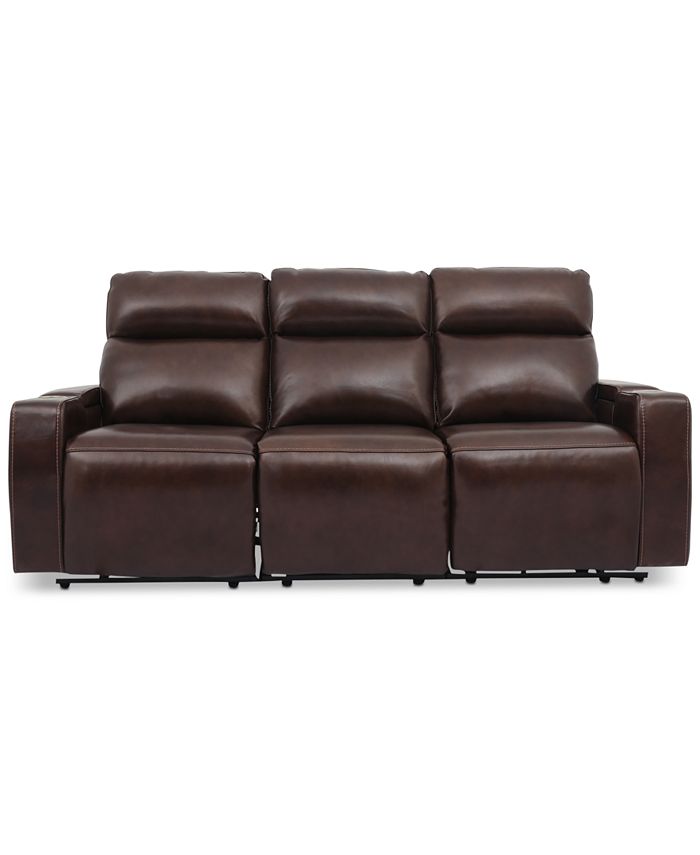 Furniture CLOSEOUT! Oaklyn 84" Leather Sofa With Power Recliners, Power