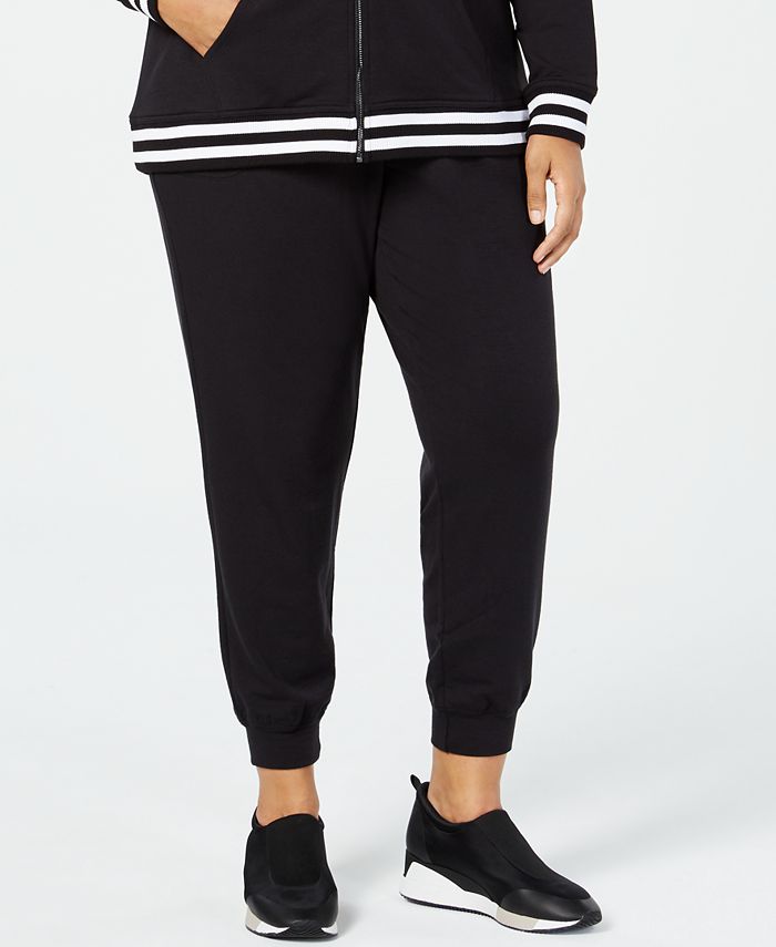 Ideology Plus Size Ribbed Varsity-Stripe Joggers, Created for Macy's ...