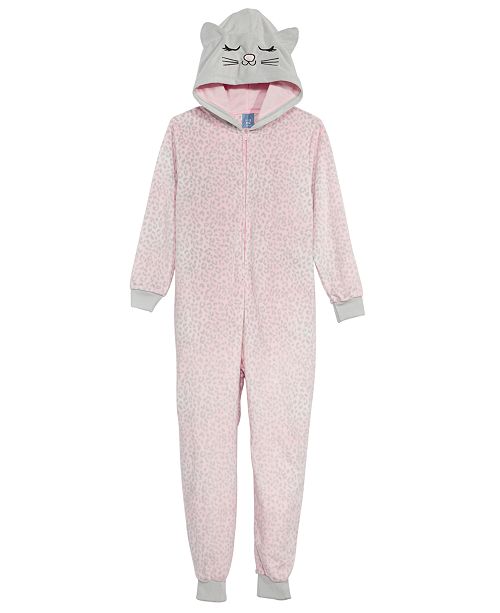 Max Olivia Big Girls Cat Hooded Onesie Created For Macy S