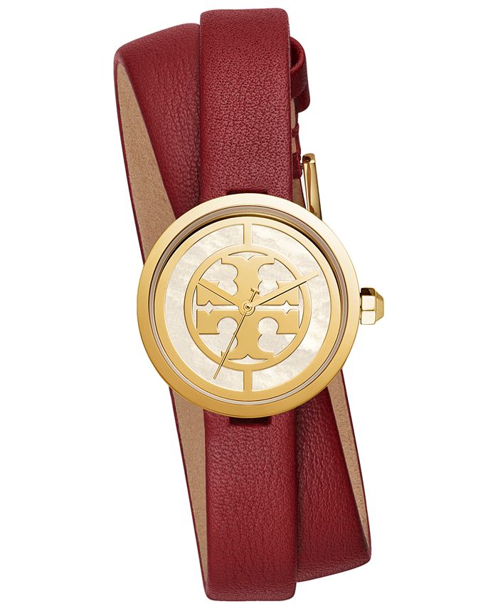 Tory Burch Women's Reva Phonebox Leather Double Wrap Strap Watch 28mm ...