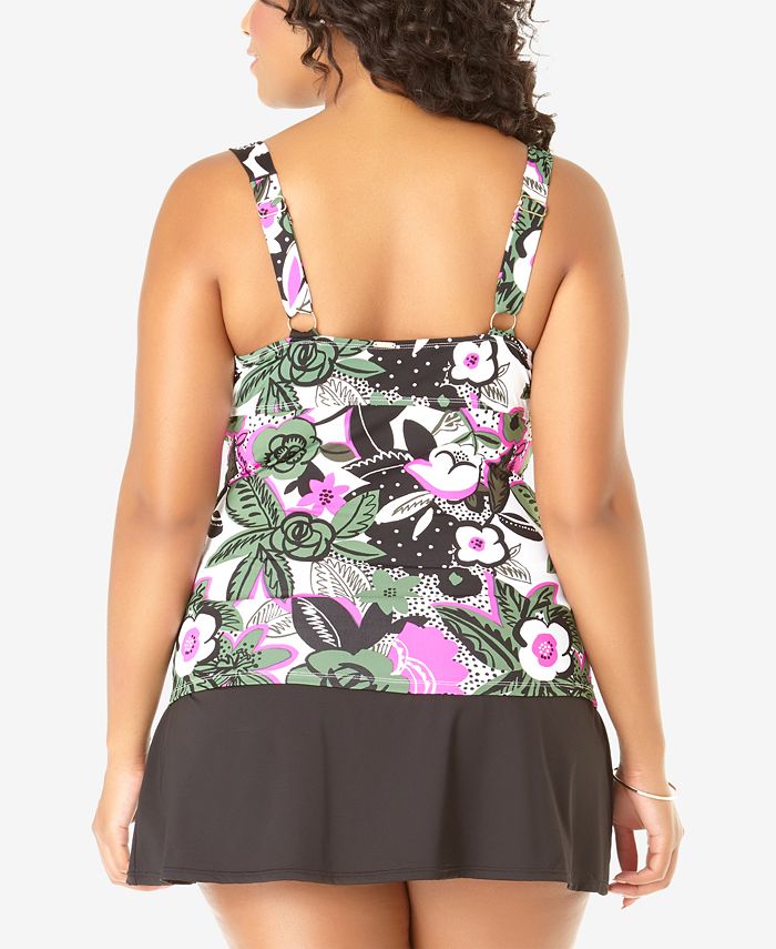 Anne Cole Plus Size Printed Tankini Top & Swim Skirt - Macy's