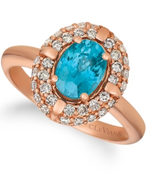 image of Le Vian Blue Zircon (1 1/4 ct.t.w.) and Nude Diamonds (5/8 ct.t.w.) Ring set in 14k rose gold