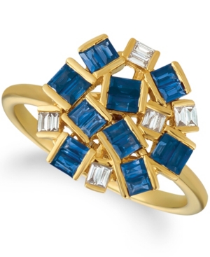 image of Le Vian Baguette Frenzy Blueberry Sapphires (1 1/5 cttw) and Nude Diamonds (1/8 cttw) Ring set in 14k gold