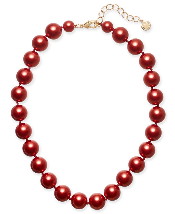 Charter Club GoldTone Red Imitation Pearl Collar Necklace, 16" + 2" extender, Created for Macy